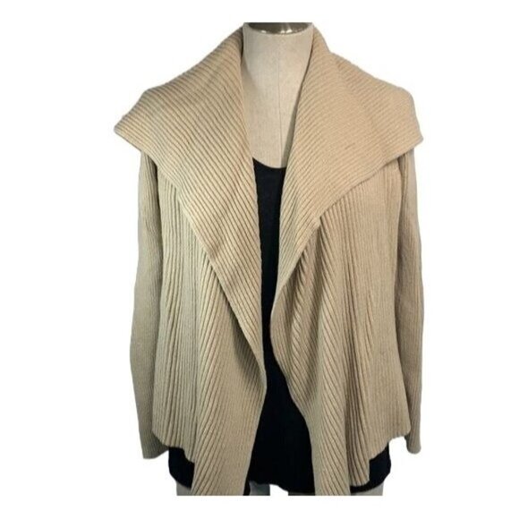 Banana Republic Step Hem Open Front Knit Cardigan-Almond, Sz Small, Wool Blend - Picture 3 of 10